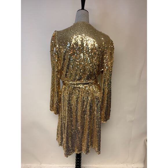 Kate & Mallory Womens Gold Sequins Dress Size L Formal Glam Bling Cocktail party - Picture 3 of 10
